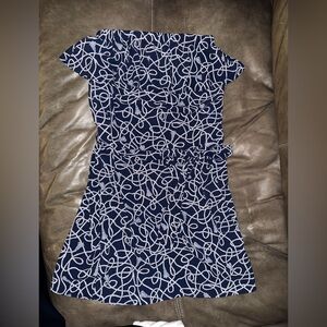 Elegant Navy and White Patterned Dress